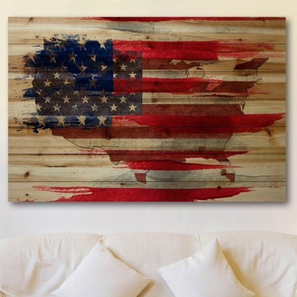 Parvez Taj American Map Natural Pine Wood Wall Art - Picture 2 of 4